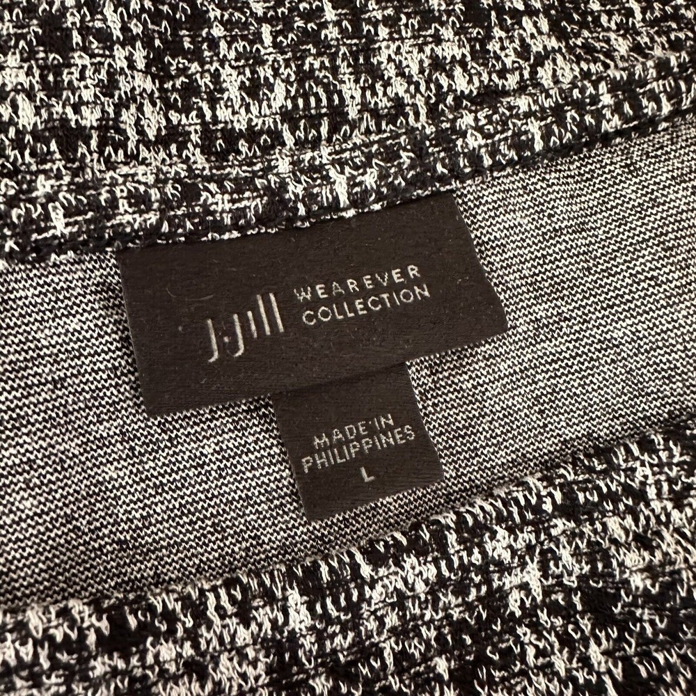 J Jill Wearever Collection Shift Dress LARGE Knit Tweed Black & White Stretch - Picture 5 of 5